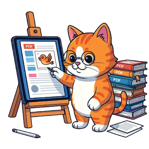 PDF Sırala aracı maskotu - sayfa düzenleme kedisi